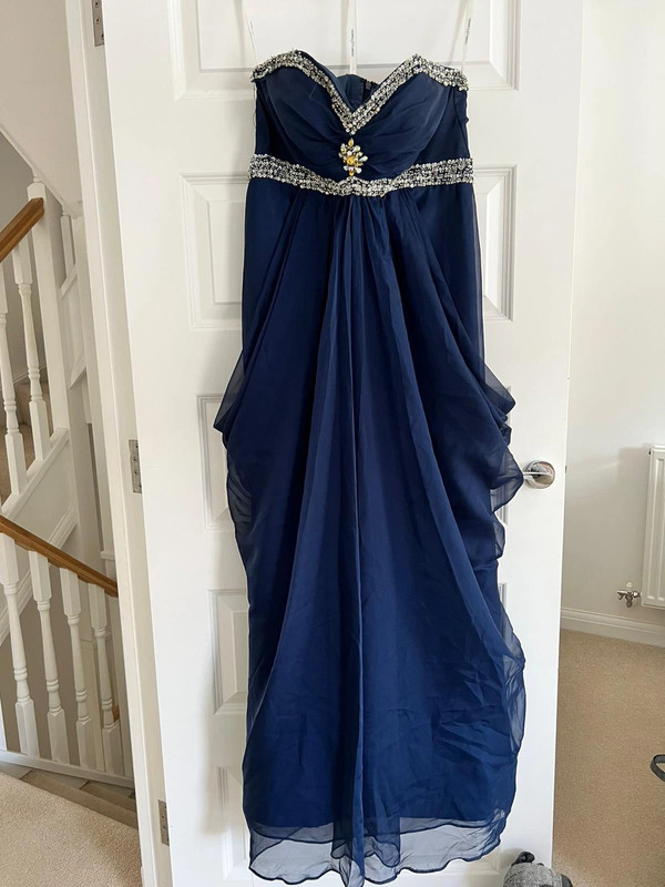 Gemma Gabriel evening wear navy blue diamant prom ball gown new