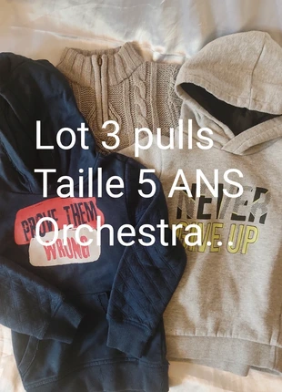 Lot de 3 pulls garçon enfant 5 ans orchestra gemo, marque: Orchestra, état: Bon état, taille: 5 ans / 110 cm, 8,00 €, 9,10 € Protection acheteurs incluse