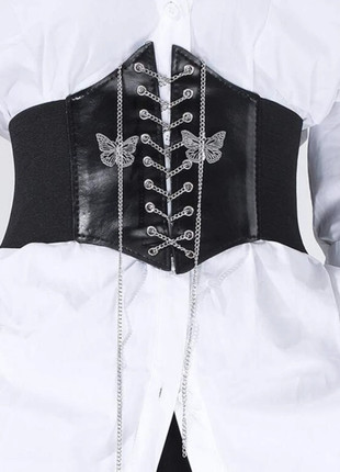 Corset noir a papillon argenté, état: Neuf sans étiquette, taille: 105 cm, 7,50 €, 8,58 € Protection acheteurs incluse