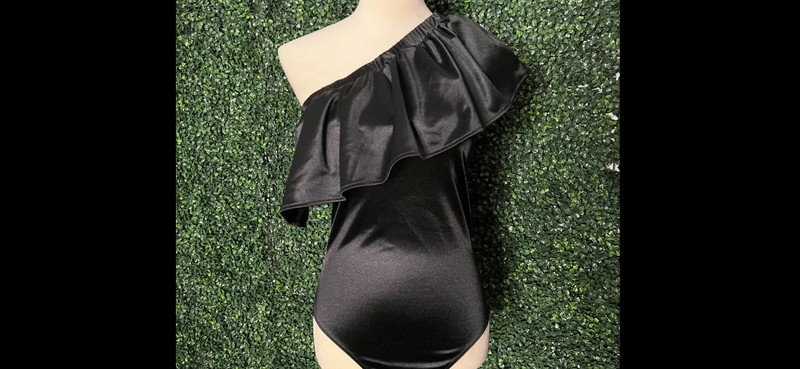 Express Off the Shoulder Satin Bodysuit Ruffle Size S 2