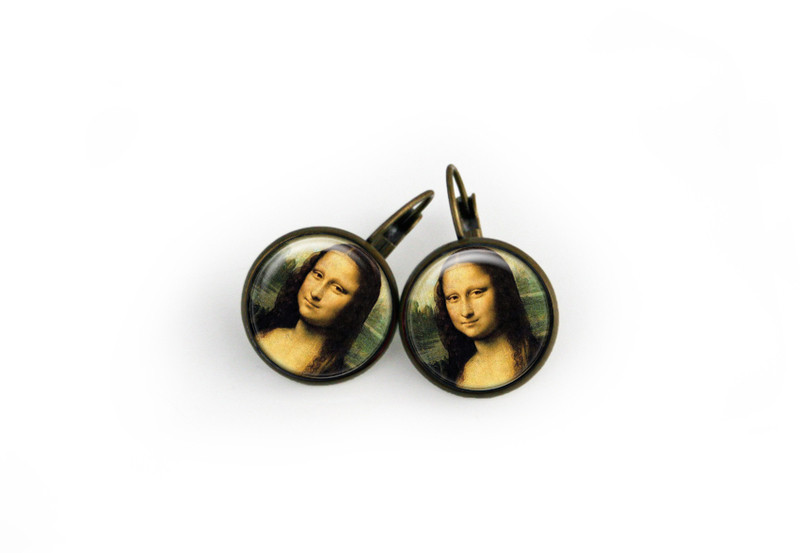 Paire de Boucles d'oreilles Mona Lisa dormeuses antique bronze - Neuf