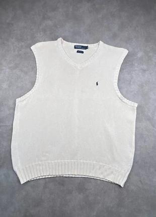 Pull sans manche Ralph Lauren beige / crème logo brodé marine - taille XL, brand: Ralph Lauren, condizioni: Buone, taglia: XL, €19.90, €21.60 include la Protezione acquisti Pro