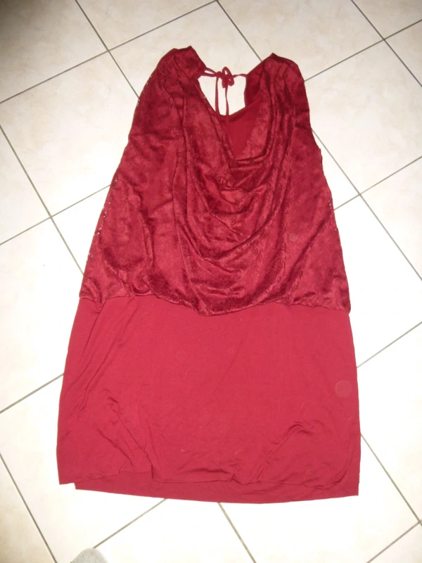 robe et dentelle bordeau M&S mode taille XXL neuve - photo numéro 2