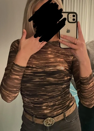 Transparentes Oberteil mit langen Ärmeln – Braun schwarz, brand: By Swan, condizioni: Buone, taglia: S / IT 40 / EU 36, €3.00, €3.85 include la Protezione acquisti