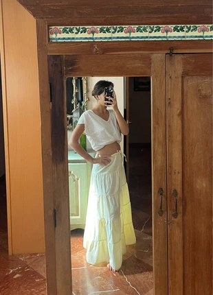 Falda larga amarillo pastel, marque: renatta&go, état: Neuf sans étiquette, taille: S / 36 / 8, 20,00 €, 21,70 € Protection acheteurs incluse