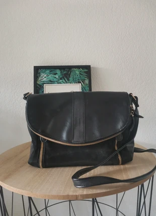 Sac bandoulière bimatière noir, brand: La Halle, condition: Good, €4.00, €4.90 includes Buyer Protection