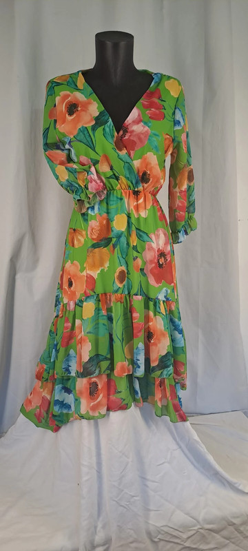 ROBE longue imprimé fleuri vert 4