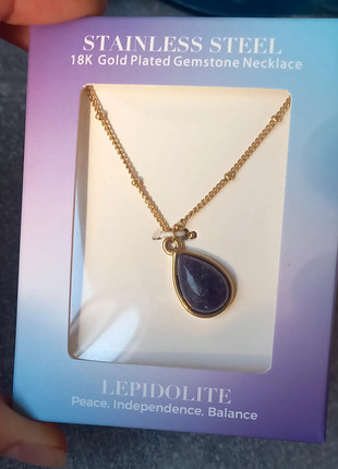 Collier pierre précieuse Lépidolite neuf, marque: Stainless steel, état: Neuf avec étiquette, 5,00 €, 5,95 € Protection acheteurs incluse