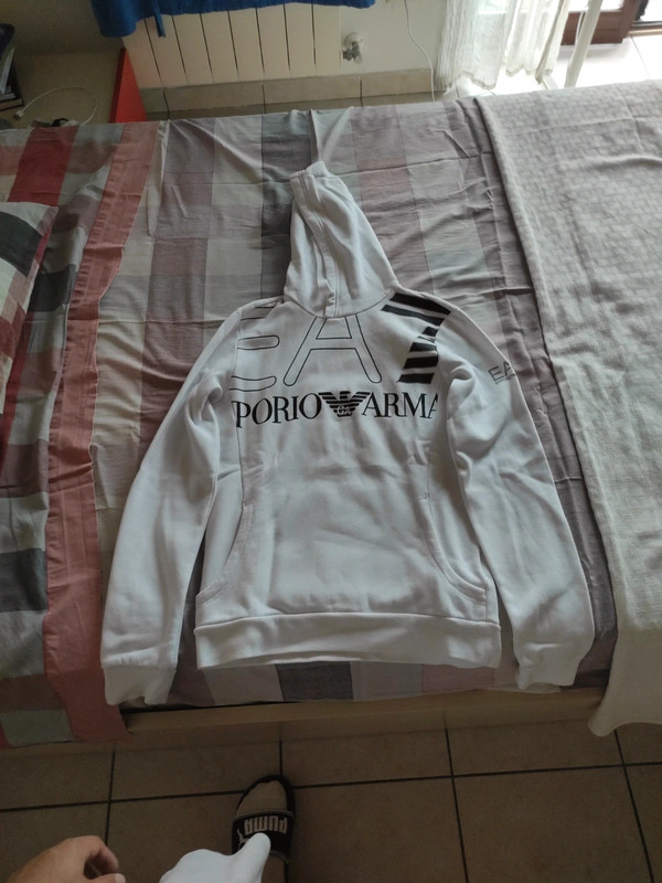 Felpa armani bianca discount