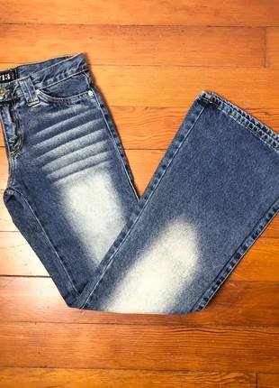 Jean Code713 bleu, taille basse, 38, patte d’éléphant Femme, brand: code713, condition: Very good, size: M / 38 / 10, €10.00, €11.20 includes Buyer Protection