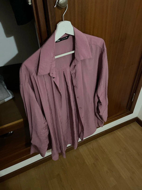 Camisa comprida rosa velho zara 1