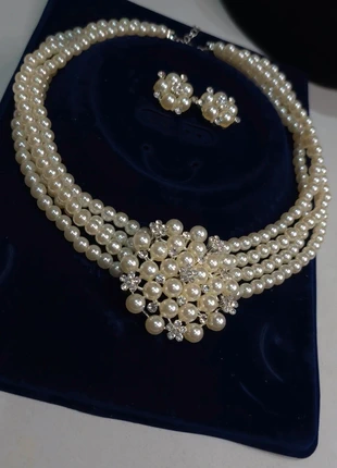 Multi-Strand Pearl Necklace + Earrings, condition: New without tags, £14.50, £15.93 includes Buyer Protection