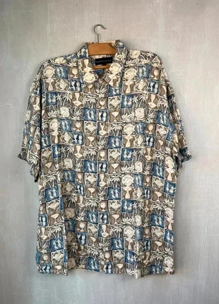 Chemise hawaïenne Vintage été manche courte motif palmier poisson - beige - XL homme, marque: Vintage Dressing, état: Très bon état, taille: XL, 10,80 €, 12,04 € Protection acheteurs incluse