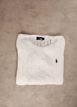 Pull torsadé Ralph Lauren
col rond blanc logo brodé taille M
femme, marque: Ralph Lauren, état: Très bon état, taille: M / 38 / 10, 45,00 €, 47,95 € Protection acheteurs (Pro) incluse