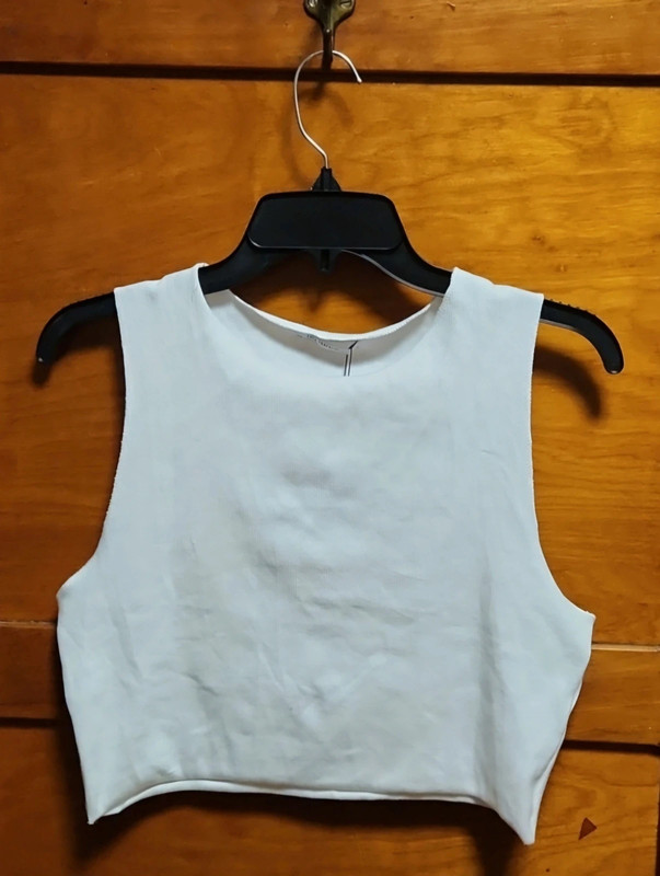 Zara White Crop Ribbed Tank Top 1