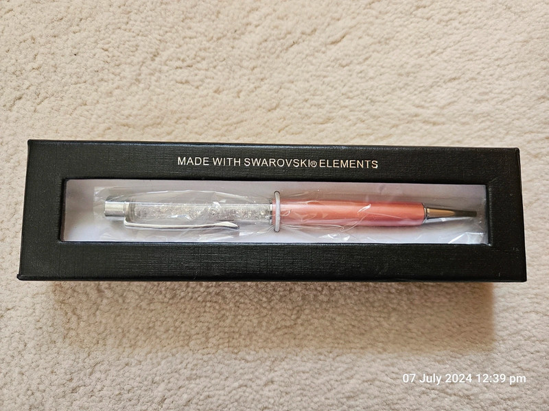 Brand new Swarovski Elements pen - pink barrel 1