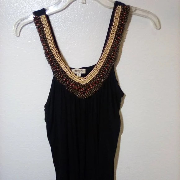 Magic:  Beaded Tank Top Color: Black Size: L 1