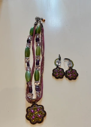 Parure verte & violette– Collier et boucles d’oreilles assortis, brand: Inconnu, condition: Very good, €15.00, €16.45 includes Buyer Protection