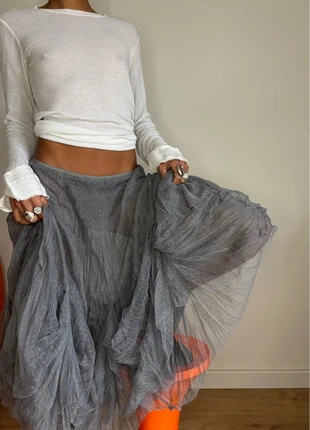 Jupe jupon gris mesh transparent asymétrique volants, brand: COQUETTE, condition: Very good, size: L / 40 / 12, €44.00, €46.90 includes Buyer Protection Pro