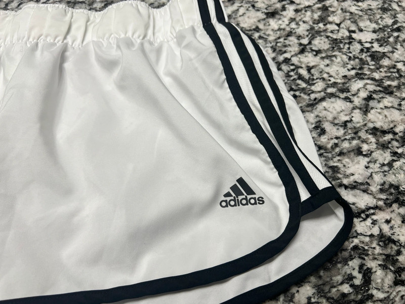 White and black Adidas running shorts size L 3