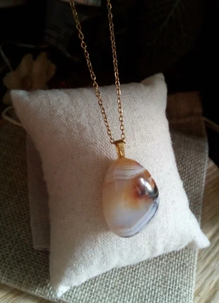 Collier pendentif en pierre d'agate Sardonyx, condition: Very good, €25.00, €26.95 includes Buyer Protection Pro
