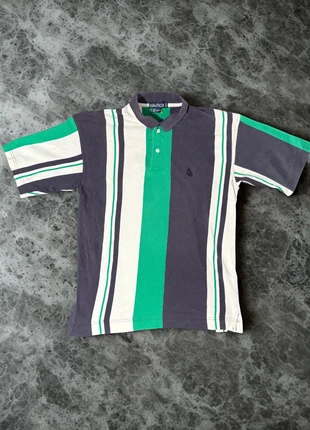 Y2K Vintage Nautica Polo Shirt Gestreift Grün/Schwarz/Weiß – M, brand: Nautica, condizioni: Ottime, taglia: M, €10.00, €11.20 include la Protezione acquisti
