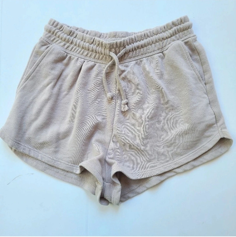 H&M Divided Cream Tan Drawstring Sweat Shorts Women's Size XS 1