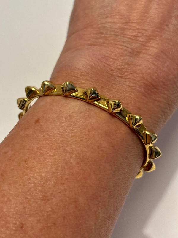 Stella & Dot Gold Tone Pyramid Design Open Bracelet 3