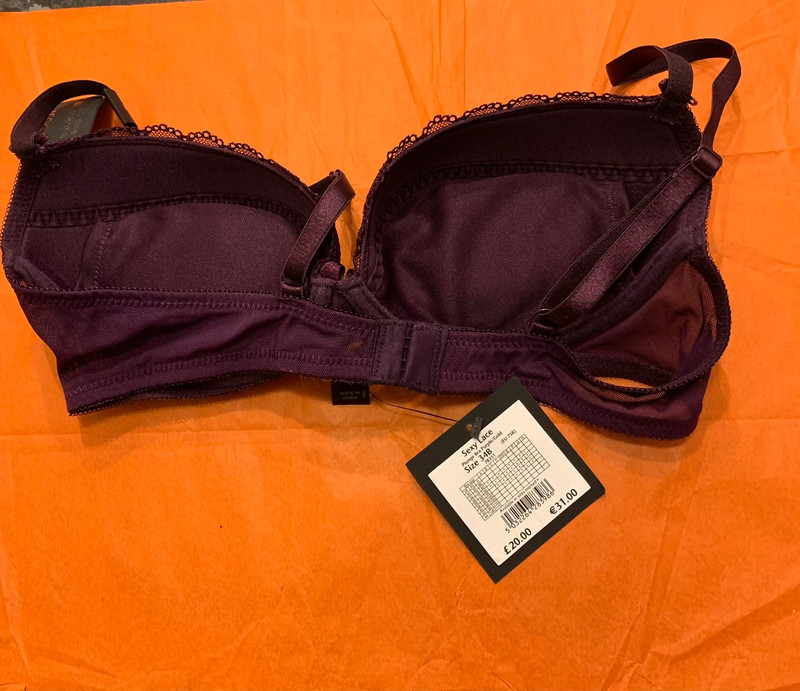 Ann Summers sexy lace purple / gold underwired plunge bra