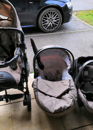Trio cosy nacelle poussette peg perego marron neige ch ssis