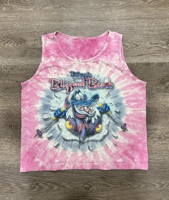 Vintage Disney World Blizzard Beach Double Sided Tie Dye Tank Top 2