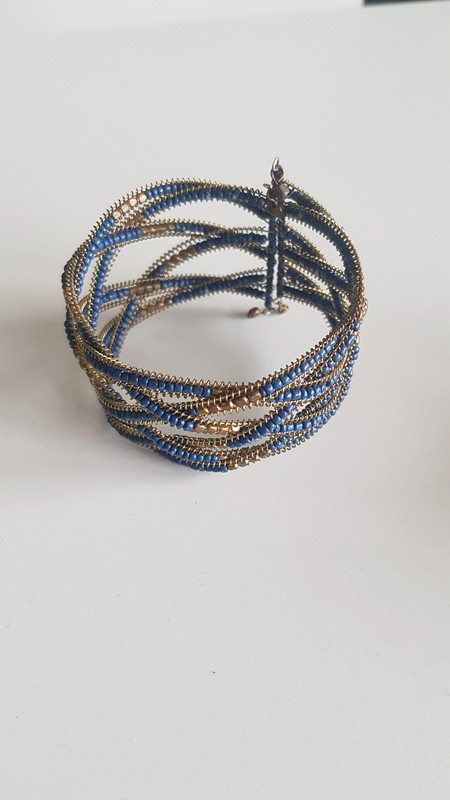 Bracelet bleu et or 2