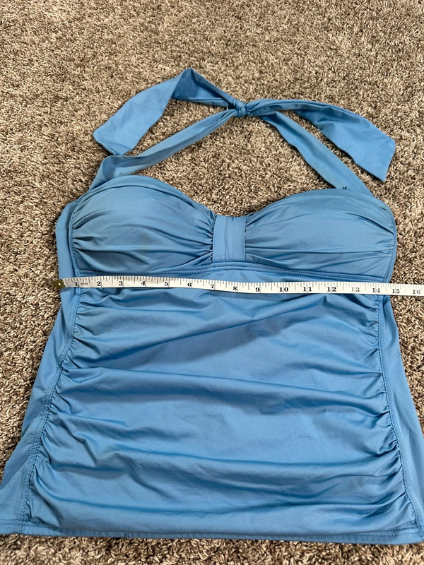 Tommy Bahama Pearl Solids Tummy Control Blue Bandeau Halter Tankini Swim Top L 4