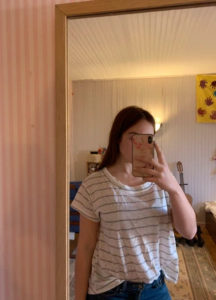 T-shirt blanc à rayures grises Forever21 M, marke: Forever 21, zustand: Sehr gut, größe: M / 38 / 10, 2,00 €, 2,80 € inklusive Vinted-Käuferschutz