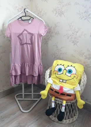 Robe vieux rose à volants avec étoile en relief / la redoute / (12ans), merk: La Redoute, staat: Heel goed, maat: 12 jaar / 152 cm, € 5,00, € 5,95 inclusief Kopersbescherming