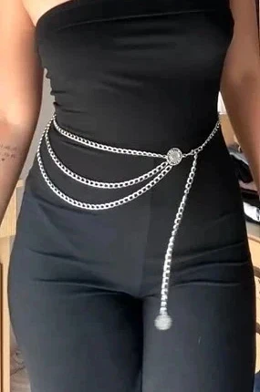 Ceinture chaîne triple métal argenté, marque: sans marque, état: Très bon état, taille: Ajustable, 9,60 €, 10,78 € Protection acheteurs (Pro) incluse