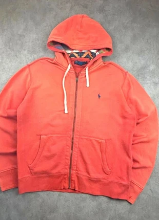 Pull / veste zippée à capuche Ralph Lauren saumon / corail logo brodé marine - taille L, brand: Ralph Lauren, condizioni: Buone, taglia: L, €34.90, €37.35 include la Protezione acquisti Pro