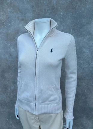 Cardigan Gilet Zippé Ralph Lauren Beige - Cavalier Bleu Marine - Taille S, merk: Ralph Lauren, staat: Heel goed, maat: S / 36 / 8, € 54,90, € 58,35 inclusief Kopersbescherming