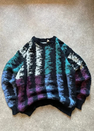 Pull vintage 90s | laine mélangée | motif abstrait multicolore | Taille L | style rétro graphique, brand: Vintage Dressing, condition: Very good, size: L, €40.00, €42.70 includes Buyer Protection