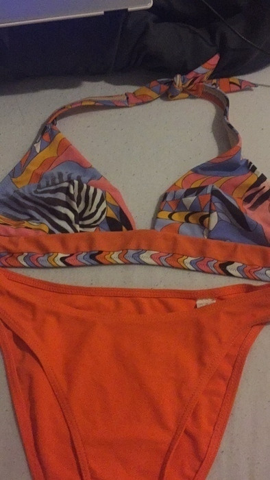 Ensemble de maillot de bain triangle orange et violet 2