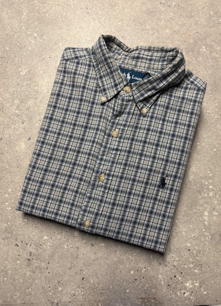 Chemise Ralph Lauren grise brodée fardeaux coton button shirt tiles CHRL03-93, marque: Ralph Lauren, état: Très bon état, taille: XL, 17,90 €, 19,50 € Protection acheteurs incluse