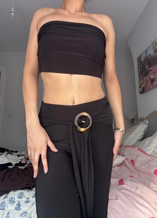 Boho chic Marble Resin Chunky Belt Detail Low Waist Wide Leg Trouser y2k 90s, brand: Boho Chic, condition: New without tags, size: M / 10, £5.00, £5.95 includes Buyer Protection