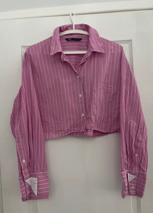 Chemise cropped à rayures, brand: Zara, condition: Very good, size: L / 40 / 12, €6.00, €7.00 includes Buyer Protection