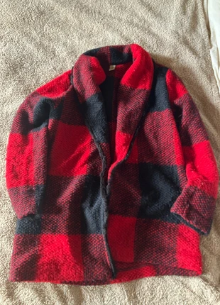🔴🖤 Cozy Red Black Plaid Open Front Cardigan – Warm Checkered Sweater, marke: Made In Italy, zustand: Sehr gut, größe: S / 36 / 8, 10,00 €, 11,20 € inklusive Vinted-Käuferschutz