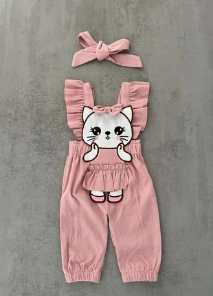 Salopette dessin chat + bandeau velours côtelé 3/6 mois, brand: sansnom., condition: New without tags, size: 3-6 months / 62 cm, €7.15, €8.21 includes Buyer Protection