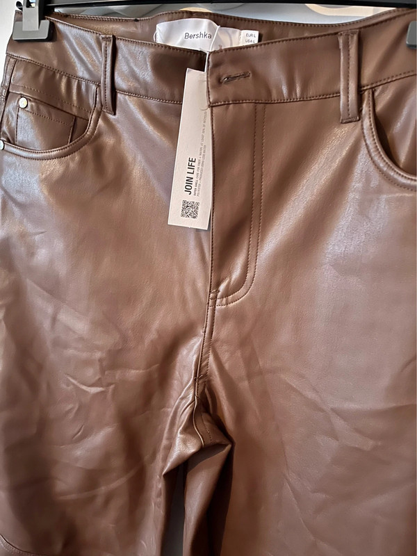 Pantalon simili cuir marron Bershka neuf L Vinted