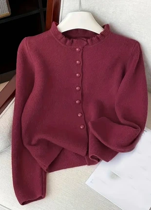 Gilet bordeaux boutonné col volanté, estado: Muy bueno, tamaño: M / 38 / 10, 30,00 €, 32,20 € Protección al comprador incluida