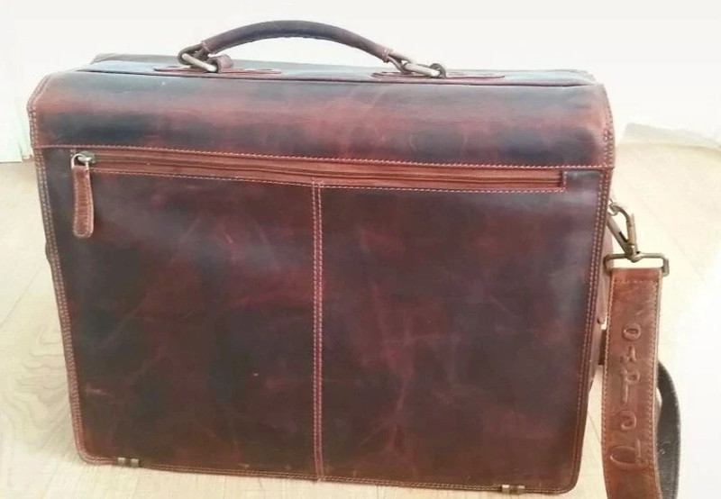 Hochwertige Aktentasche Lehrertasche dickes gewachstes Leder 2