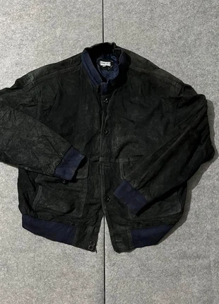 Dark Blue 100% Suede Vintage Buttoned Bomber Jacket (Classic Retro Style), brand: other, condition: Very good, size: L, £34.99, £37.44 includes Buyer Protection Pro