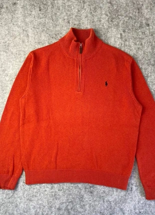 Pull Half Zip 1/4 Zip Ralph Lauren orange logo brodé bleue marine - L, marca: Ralph Lauren, estado: Muy bueno, tamaño: L, 44,90 €, 47,85 € Protección al comprador incluida